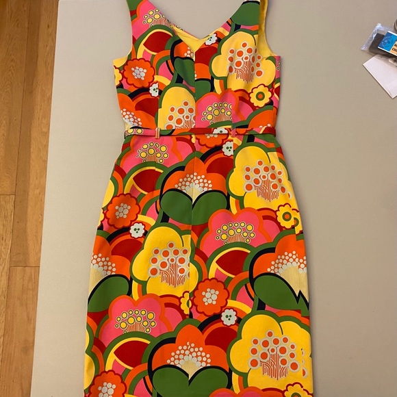 Mod small 2 4 wiggle sheath dress floral 60s belt - Picture 8 of 14
